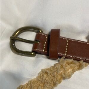 Loft Brown Leather Belt with Gold Buckle Women’s large